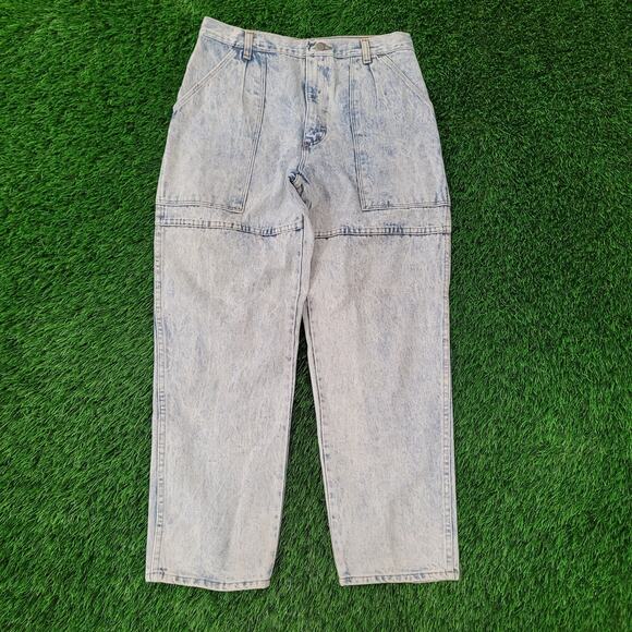 Vintage 80s Wrangler Acid-Wash Jeans 30x28 High-Rise Double Knee USA Made - Picture 1 of 16